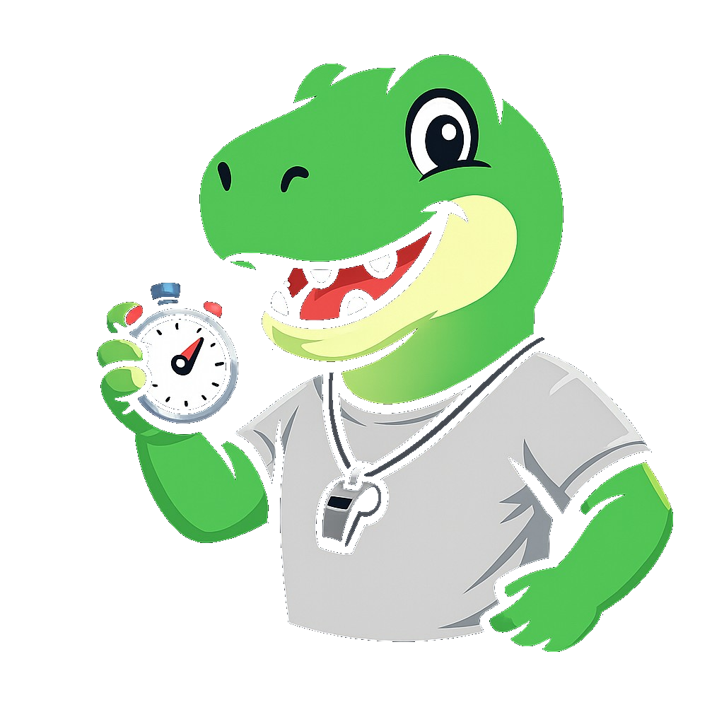 Trainer Rex holding a stopwatch